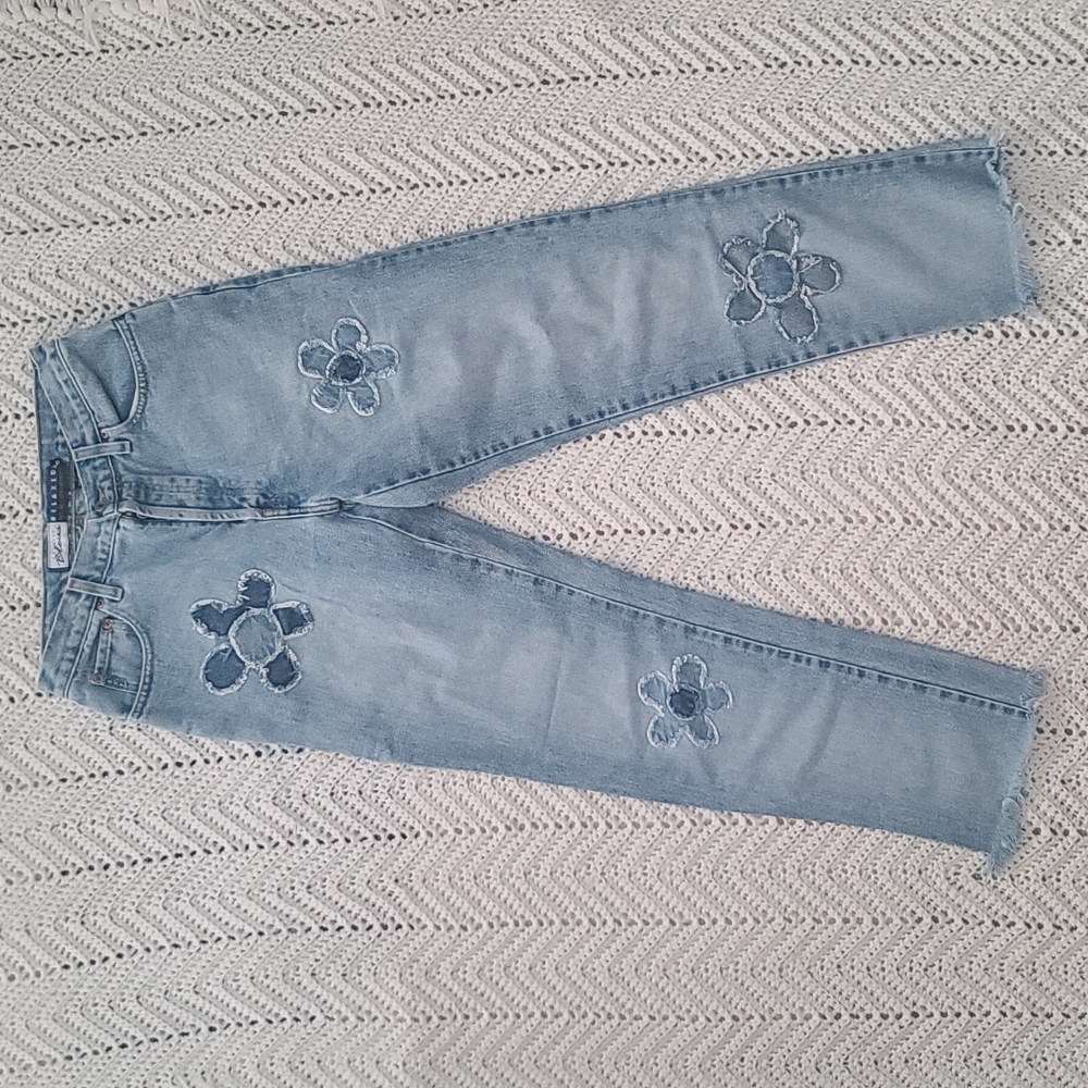 Vintage flower denim jeans raw hem size 9 / 10